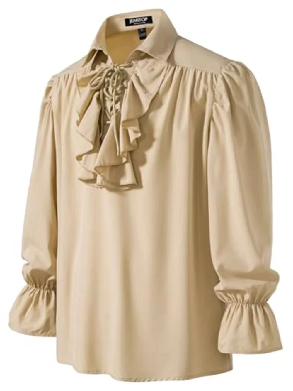Men's Pirate Vampire Ruffle Shirt Elastic Cuff Poet Victorian Steampunk